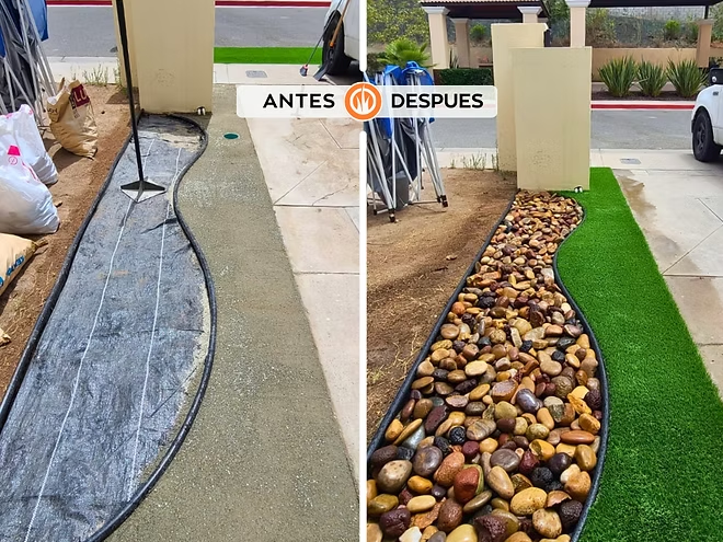 De rincón olvidado a detalle moderno en Verona Residencial | Pasto sintético y piedra decorativa